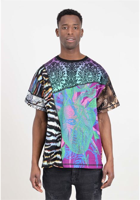 Black men's t-shirt with multicolor pattern JUST CAVALLI | 76OAH6OPJS337MS3